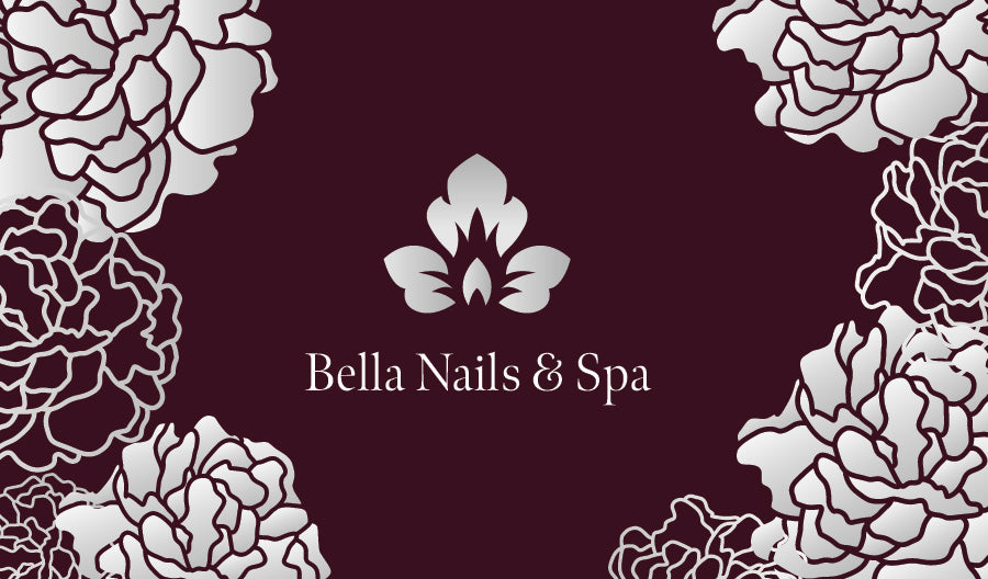 Crimson silver flowers business cards