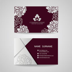 Crimson silver flowers business cards